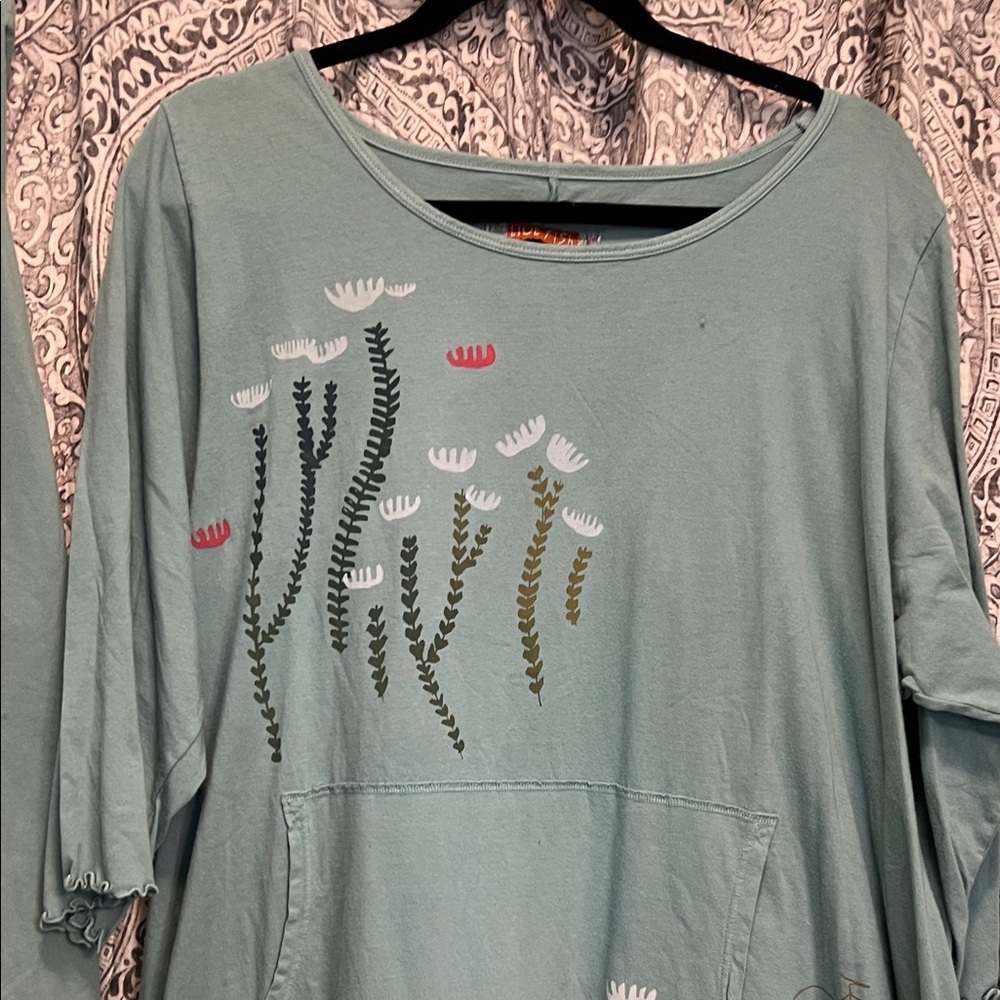 Blue Fish seafoam green/teal Floral Tunic & Pants Set - Green, Pink, White - Picture 2 of 14